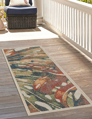 Multicolor 2' 7 x 13' 1 Baja Outdoor Runner Area Rug Weather Resistant for Patio, Deck, Terrace, Balcony, Porch 100% Polypropylene Modern Outside Decor for Sale at Rug Engine