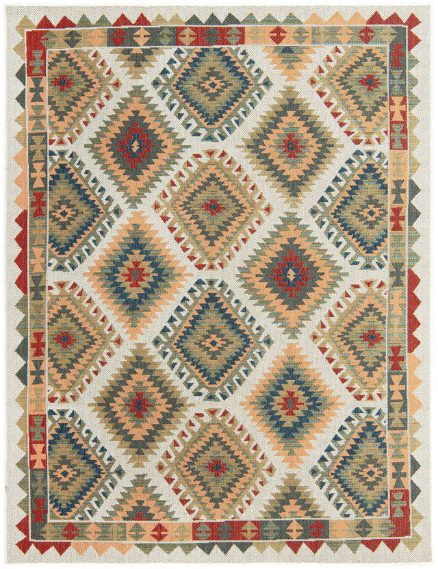 Ivory 7' 10 x 10' Baja Outdoor Rectangle Area Rug Weather Resistant for Patio, Deck, Terrace, Balcony, Porch 100% Polypropylene Modern Outside Decor for Sale at Rug Engine
