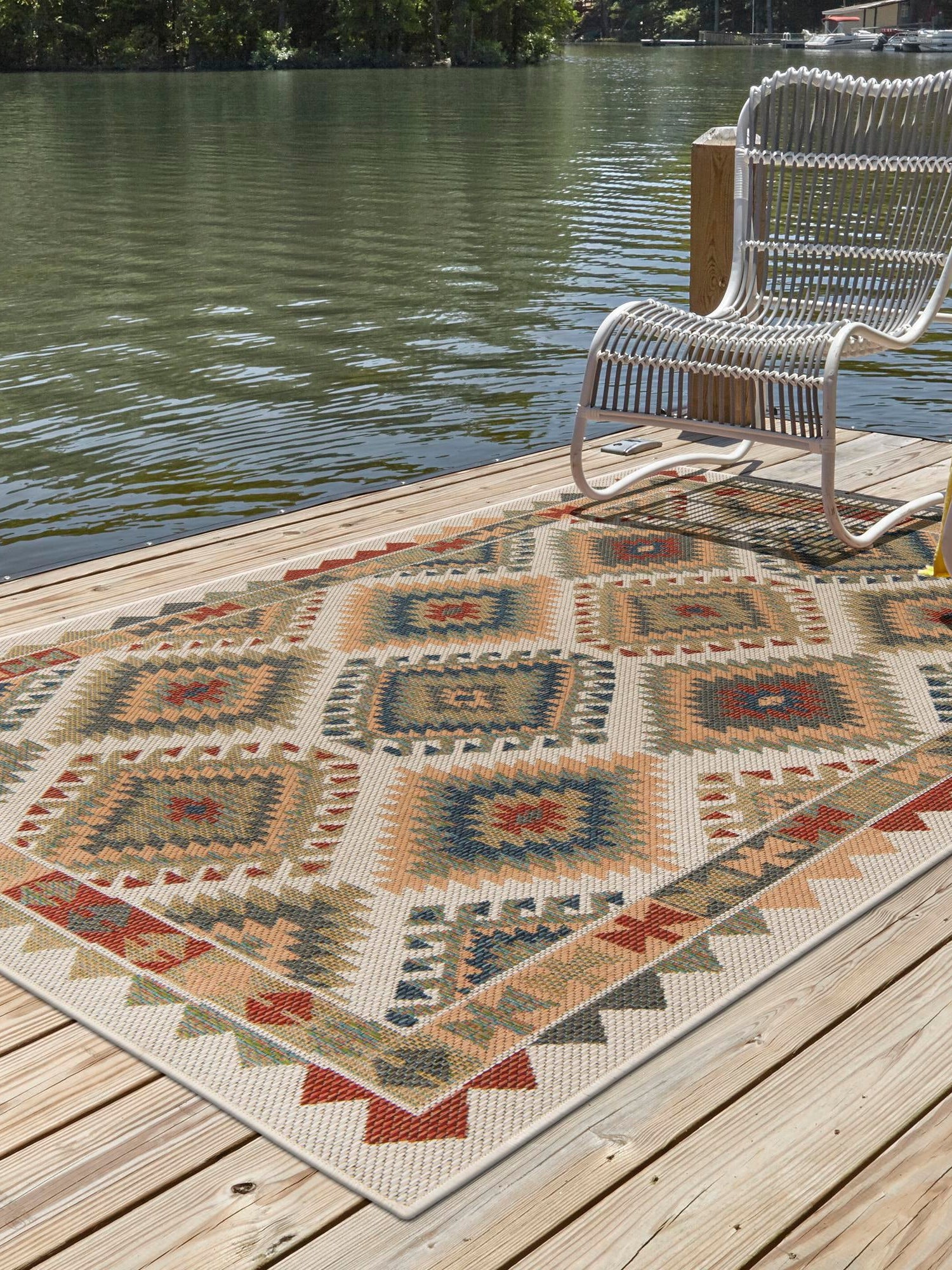 Ivory 4' x 6' Baja Outdoor Rectangle Area Rug Weather Resistant for Patio, Deck, Terrace, Balcony, Porch 100% Polypropylene Modern Outside Decor for Sale at Rug Engine