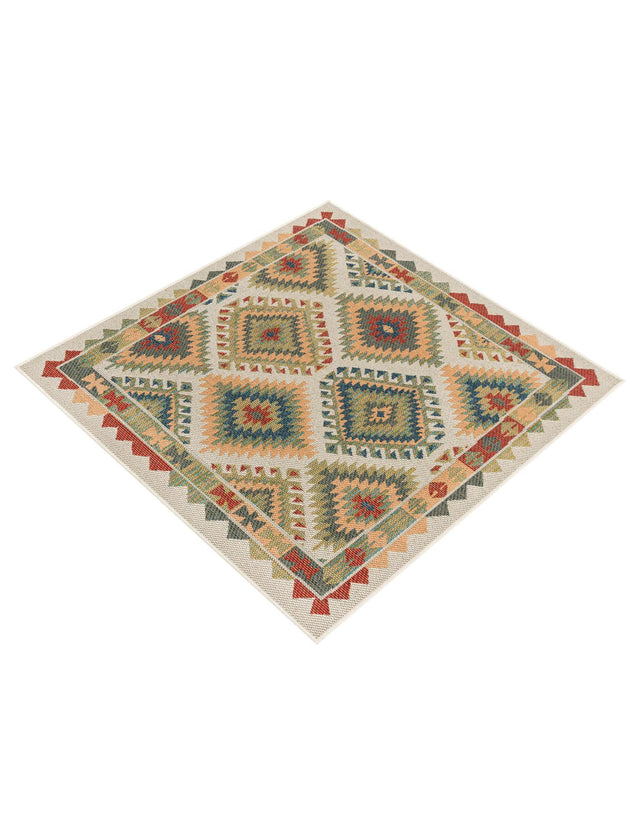 Ivory 5' 3 x 5' 3 Baja Outdoor Square Area Rug Weather Resistant for Patio, Deck, Terrace, Balcony, Porch 100% Polypropylene Modern Outside Decor for Sale at Rug Engine