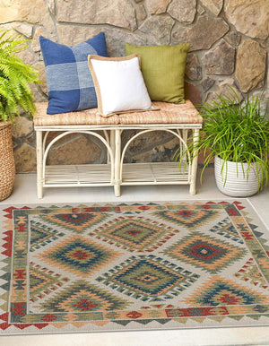 Ivory 5' 3 x 5' 3 Baja Outdoor Square Area Rug Weather Resistant for Patio, Deck, Terrace, Balcony, Porch 100% Polypropylene Modern Outside Decor for Sale at Rug Engine