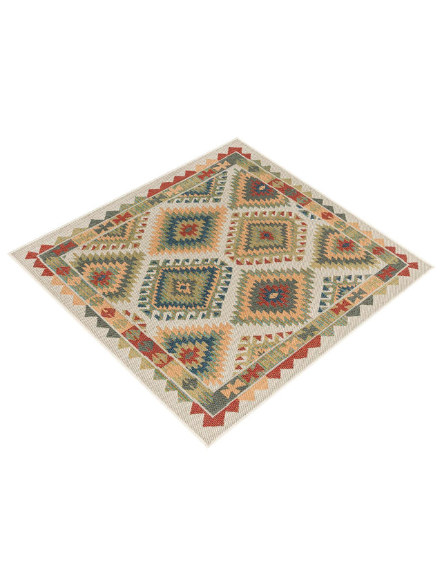 Ivory 5' 3 x 5' 3 Baja Outdoor Square Area Rug Weather Resistant for Patio, Deck, Terrace, Balcony, Porch 100% Polypropylene Modern Outside Decor for Sale at Rug Engine