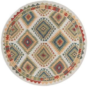 Ivory 7' 10 x 7' 10 Baja Outdoor Round Area Rug Weather Resistant for Patio, Deck, Terrace, Balcony, Porch 100% Polypropylene Modern Outside Decor for Sale at Rug Engine