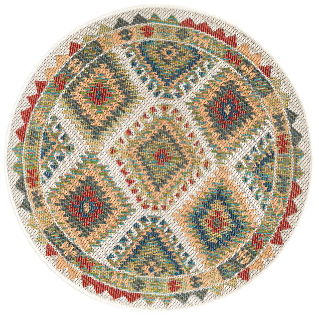 Ivory 3' x 3' Baja Outdoor Round Area Rug Weather Resistant for Patio, Deck, Terrace, Balcony, Porch 100% Polypropylene Modern Outside Decor for Sale at Rug Engine