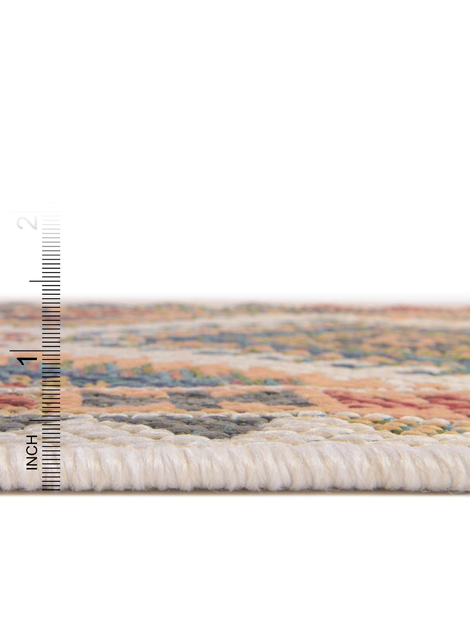 Ivory 7' 10 x 7' 10 Baja Outdoor Round Area Rug Weather Resistant for Patio, Deck, Terrace, Balcony, Porch 100% Polypropylene Modern Outside Decor for Sale at Rug Engine