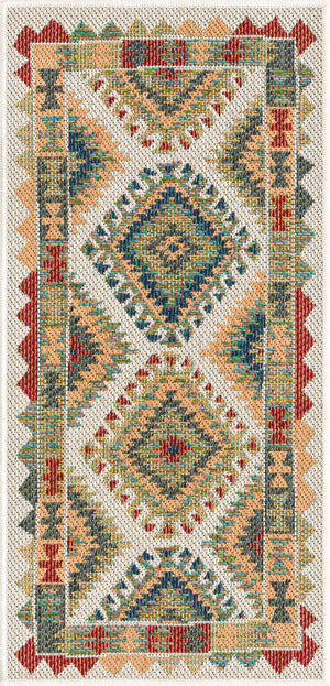 Ivory 2' x 4' Baja Outdoor Runner Area Rug Weather Resistant for Patio, Deck, Terrace, Balcony, Porch 100% Polypropylene Modern Outside Decor for Sale at Rug Engine