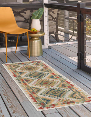 Ivory 2' x 4' Baja Outdoor Runner Area Rug Weather Resistant for Patio, Deck, Terrace, Balcony, Porch 100% Polypropylene Modern Outside Decor for Sale at Rug Engine