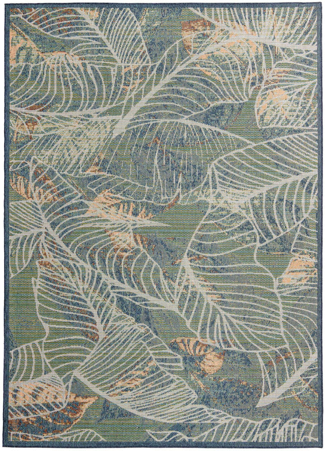 Blue 9' x 12' Baja Outdoor Rectangle Area Rug Weather Resistant for Patio, Deck, Terrace, Balcony, Porch 100% Polypropylene Modern Outside Decor for Sale at Rug Engine