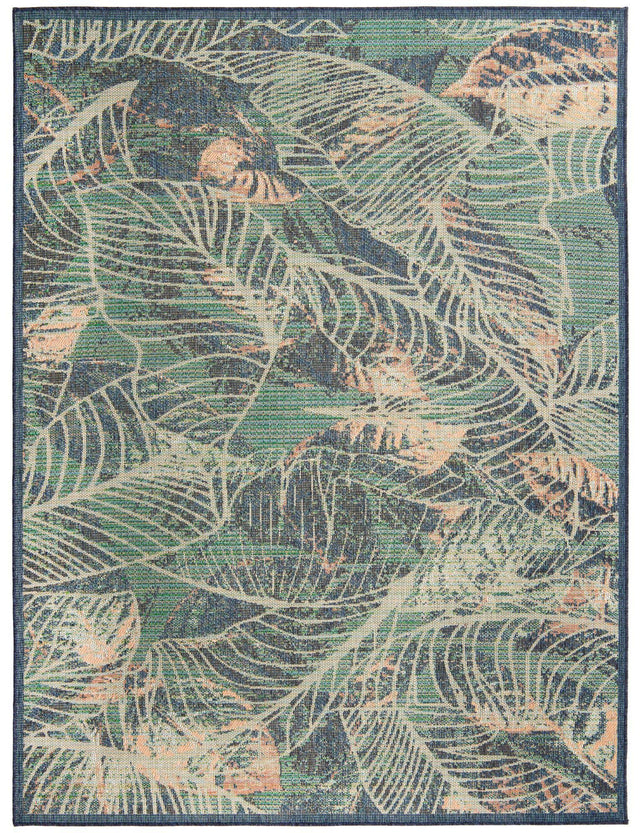 Blue 7' 10 x 10' Baja Outdoor Rectangle Area Rug Weather Resistant for Patio, Deck, Terrace, Balcony, Porch 100% Polypropylene Modern Outside Decor for Sale at Rug Engine
