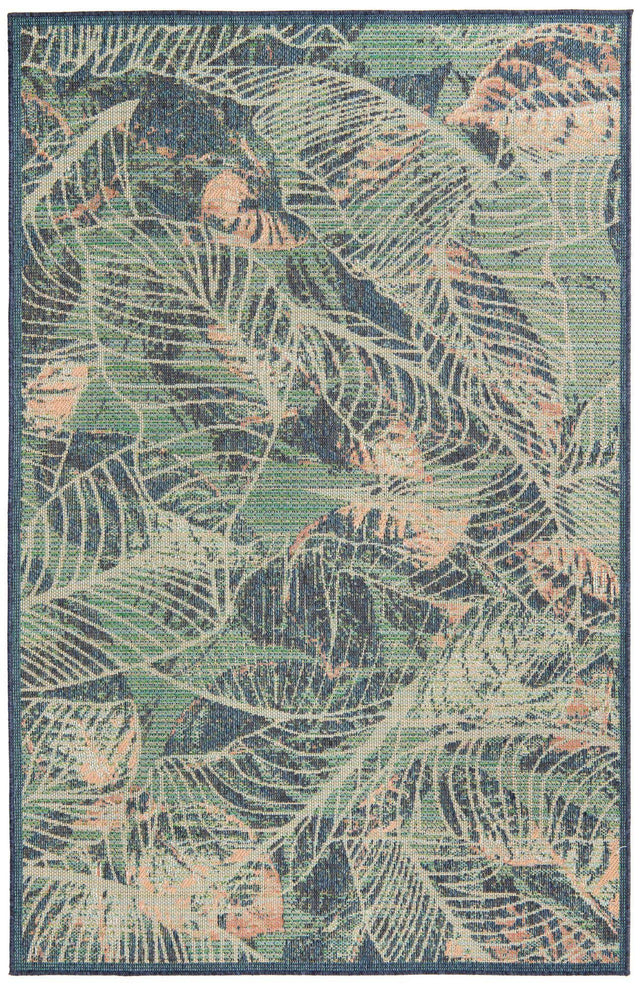 Blue 6' x 9' Baja Outdoor Rectangle Area Rug Weather Resistant for Patio, Deck, Terrace, Balcony, Porch 100% Polypropylene Modern Outside Decor for Sale at Rug Engine