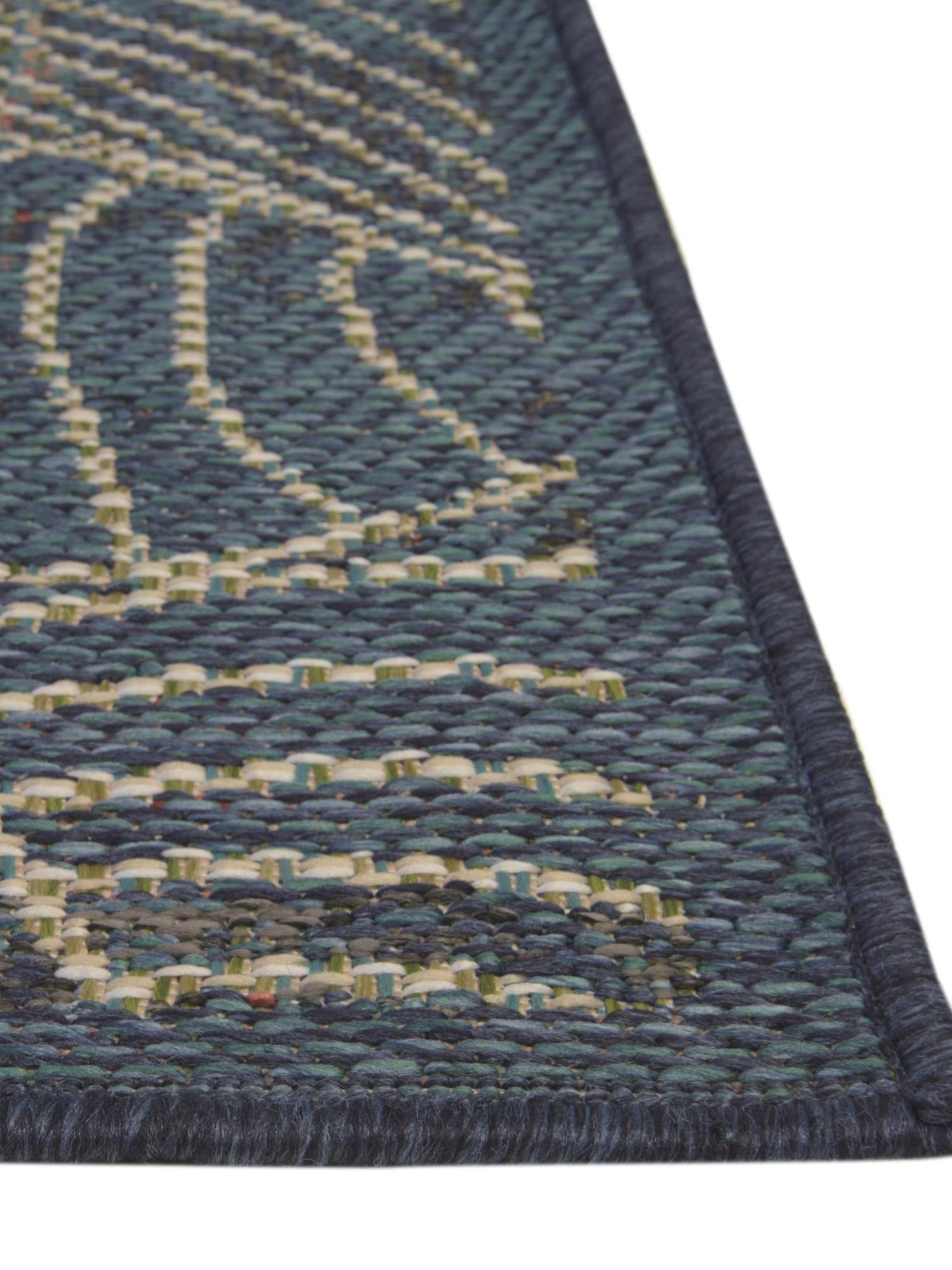 Blue 9' x 12' Baja Outdoor Rectangle Area Rug Weather Resistant for Patio, Deck, Terrace, Balcony, Porch 100% Polypropylene Modern Outside Decor for Sale at Rug Engine