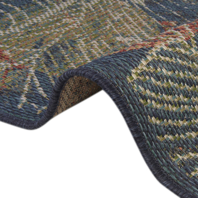 Blue 6' x 9' Baja Outdoor Rectangle Area Rug Weather Resistant for Patio, Deck, Terrace, Balcony, Porch 100% Polypropylene Modern Outside Decor for Sale at Rug Engine