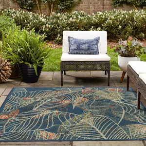 Blue 7' 10 x 7' 10 Baja Outdoor Square Area Rug Weather Resistant for Patio, Deck, Terrace, Balcony, Porch 100% Polypropylene Modern Outside Decor for Sale at Rug Engine