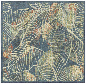 Blue 5' 3 x 5' 3 Baja Outdoor Square Area Rug Weather Resistant for Patio, Deck, Terrace, Balcony, Porch 100% Polypropylene Modern Outside Decor for Sale at Rug Engine