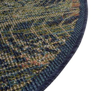 Blue 5' 3 x 5' 3 Baja Outdoor Round Area Rug Weather Resistant for Patio, Deck, Terrace, Balcony, Porch 100% Polypropylene Modern Outside Decor for Sale at Rug Engine