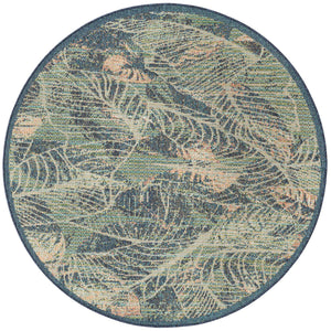 Blue 5' 3 x 5' 3 Baja Outdoor Round Area Rug Weather Resistant for Patio, Deck, Terrace, Balcony, Porch 100% Polypropylene Modern Outside Decor for Sale at Rug Engine