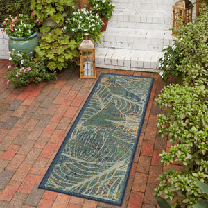 Blue 2' x 6' Baja Outdoor Runner Area Rug Weather Resistant for Patio, Deck, Terrace, Balcony, Porch 100% Polypropylene Modern Outside Decor for Sale at Rug Engine