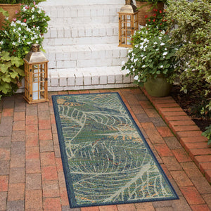Blue 2' x 6' Baja Outdoor Runner Area Rug Weather Resistant for Patio, Deck, Terrace, Balcony, Porch 100% Polypropylene Modern Outside Decor for Sale at Rug Engine