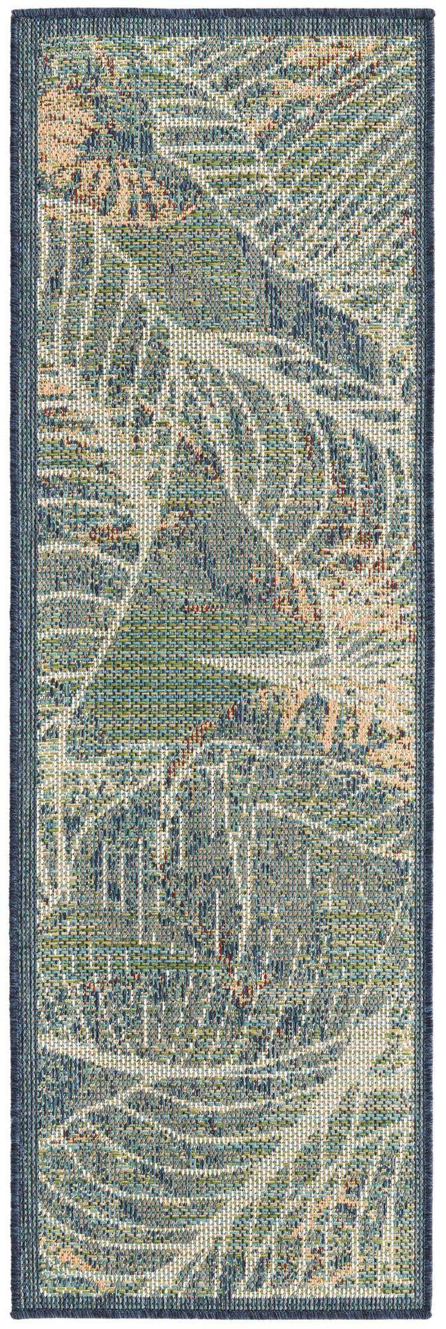 Blue 2' x 6' Baja Outdoor Runner Area Rug Weather Resistant for Patio, Deck, Terrace, Balcony, Porch 100% Polypropylene Modern Outside Decor for Sale at Rug Engine