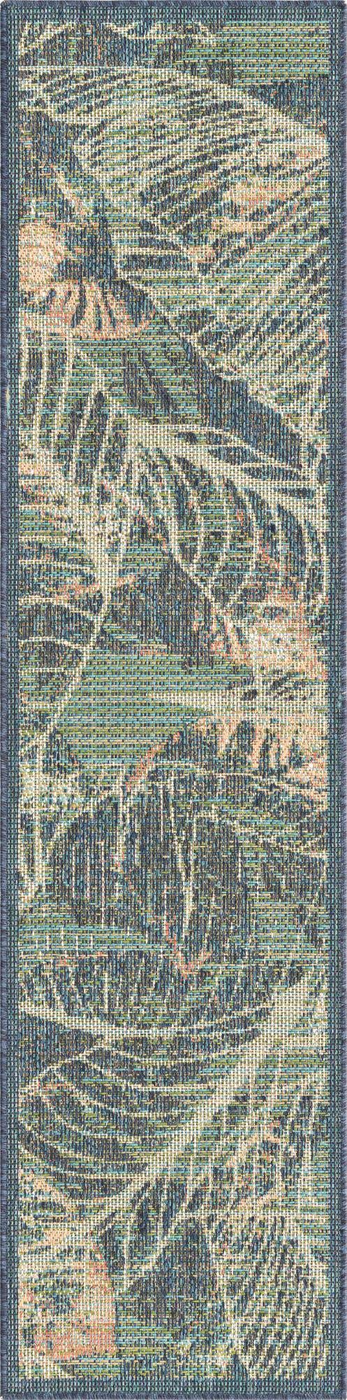 Blue 2' x 7' 10 Baja Outdoor Runner Area Rug Weather Resistant for Patio, Deck, Terrace, Balcony, Porch 100% Polypropylene Modern Outside Decor for Sale at Rug Engine