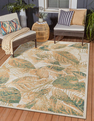 Ivory 9' x 12' Baja Outdoor Rectangle Area Rug Weather Resistant for Patio, Deck, Terrace, Balcony, Porch 100% Polypropylene Modern Outside Decor for Sale at Rug Engine