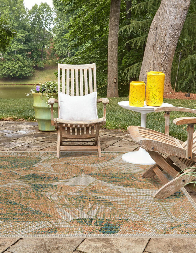Ivory 5' 3 x 5' 3 Baja Outdoor Square Area Rug Weather Resistant for Patio, Deck, Terrace, Balcony, Porch 100% Polypropylene Modern Outside Decor for Sale at Rug Engine