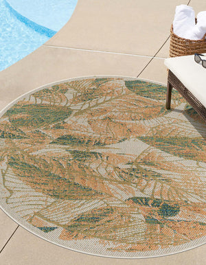 Ivory 3' 3 x 3' 3 Baja Outdoor Round Area Rug Weather Resistant for Patio, Deck, Terrace, Balcony, Porch 100% Polypropylene Modern Outside Decor for Sale at Rug Engine