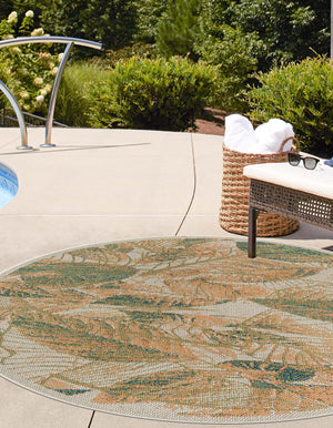 Ivory 7' 10 x 7' 10 Baja Outdoor Round Area Rug Weather Resistant for Patio, Deck, Terrace, Balcony, Porch 100% Polypropylene Modern Outside Decor for Sale at Rug Engine
