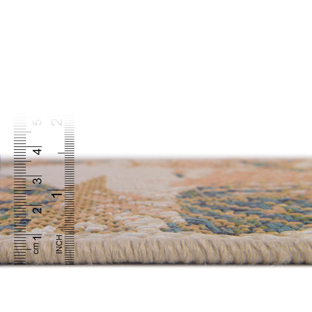 Ivory 7' 10 x 7' 10 Baja Outdoor Round Area Rug Weather Resistant for Patio, Deck, Terrace, Balcony, Porch 100% Polypropylene Modern Outside Decor for Sale at Rug Engine