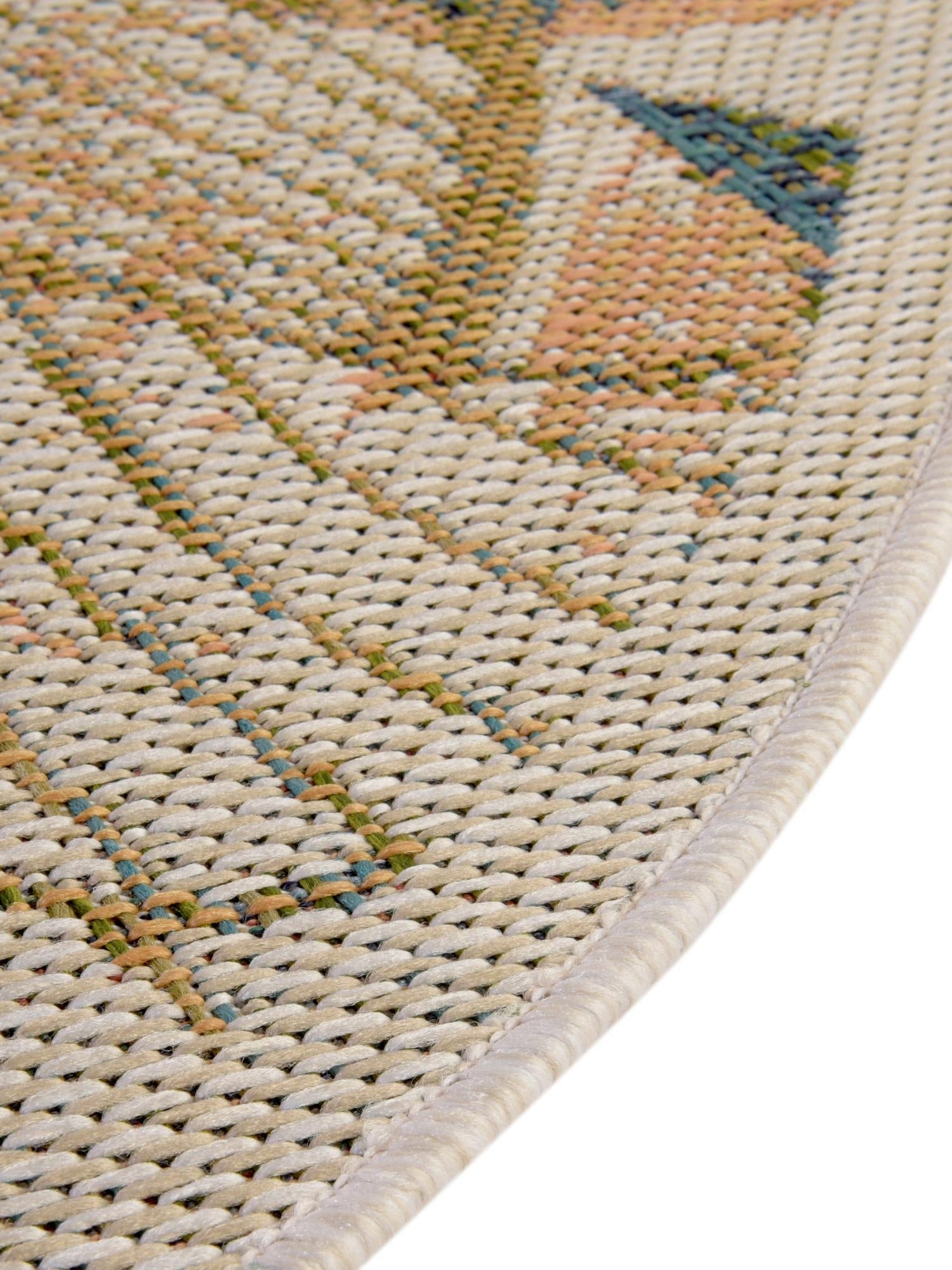 Ivory 7' 10 x 7' 10 Baja Outdoor Round Area Rug Weather Resistant for Patio, Deck, Terrace, Balcony, Porch 100% Polypropylene Modern Outside Decor for Sale at Rug Engine