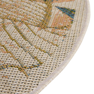 Ivory 5' 3 x 5' 3 Baja Outdoor Round Area Rug Weather Resistant for Patio, Deck, Terrace, Balcony, Porch 100% Polypropylene Modern Outside Decor for Sale at Rug Engine
