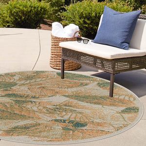 Ivory 3' 3 x 3' 3 Baja Outdoor Round Area Rug Weather Resistant for Patio, Deck, Terrace, Balcony, Porch 100% Polypropylene Modern Outside Decor for Sale at Rug Engine