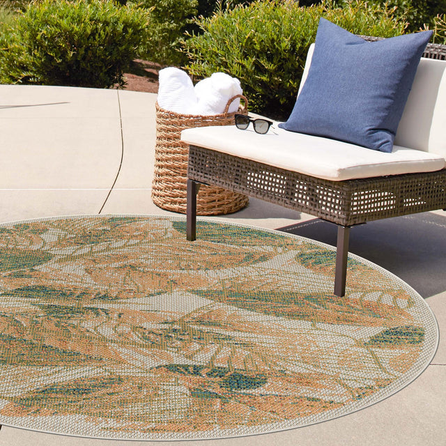 Ivory 3' 3 x 3' 3 Baja Outdoor Round Area Rug Weather Resistant for Patio, Deck, Terrace, Balcony, Porch 100% Polypropylene Modern Outside Decor for Sale at Rug Engine