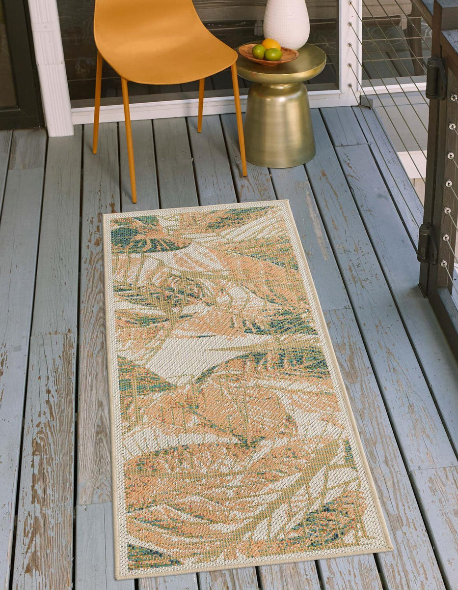 Ivory 2' x 5' 11 Baja Outdoor Runner Area Rug Weather Resistant for Pa ...