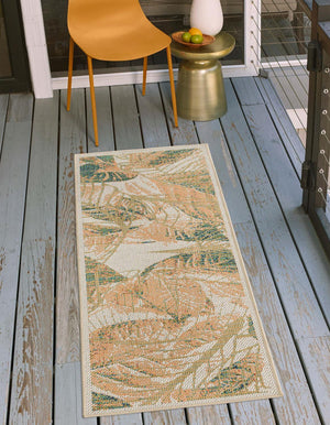 Ivory 2' x 4' Baja Outdoor Runner Area Rug Weather Resistant for Patio, Deck, Terrace, Balcony, Porch 100% Polypropylene Modern Outside Decor for Sale at Rug Engine