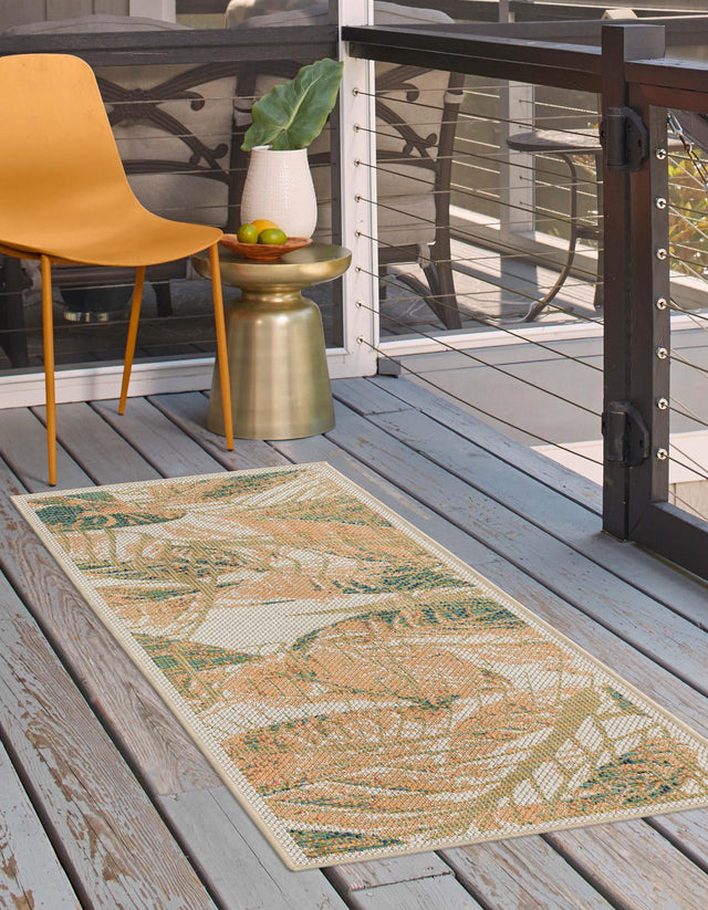Ivory 2' x 5' 11 Baja Outdoor Runner Area Rug Weather Resistant for Patio, Deck, Terrace, Balcony, Porch 100% Polypropylene Modern Outside Decor for Sale at Rug Engine