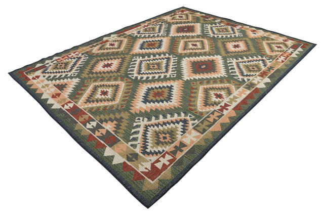 Green 7' 10 x 10' Baja Outdoor Rectangle Area Rug Weather Resistant for Patio, Deck, Terrace, Balcony, Porch 100% Polypropylene Modern Outside Decor for Sale at Rug Engine