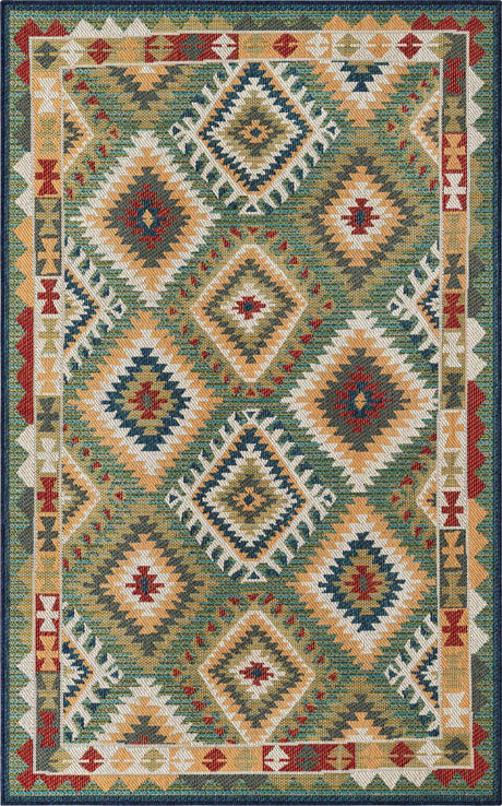 Green 5' 3 x 8' Baja Outdoor Rectangle Rug