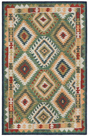 Green 4' x 6' Baja Outdoor Rectangle Area Rug Weather Resistant for Patio, Deck, Terrace, Balcony, Porch 100% Polypropylene Modern Outside Decor for Sale at Rug Engine