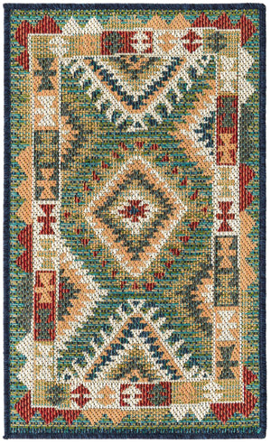 Green 2' x 3' Baja Outdoor Rectangle Area Rug Weather Resistant for Patio, Deck, Terrace, Balcony, Porch 100% Polypropylene Modern Outside Decor for Sale at Rug Engine