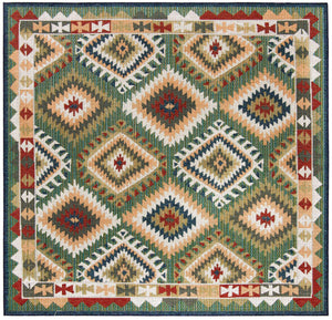 Green 7' 10 x 7' 10 Baja Outdoor Square Area Rug Weather Resistant for Patio, Deck, Terrace, Balcony, Porch 100% Polypropylene Modern Outside Decor for Sale at Rug Engine