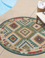 Green 5' 3 x 5' 3 Baja Outdoor Round Area Rug Weather Resistant for Patio, Deck, Terrace, Balcony, Porch 100% Polypropylene Modern Outside Decor for Sale at Rug Engine