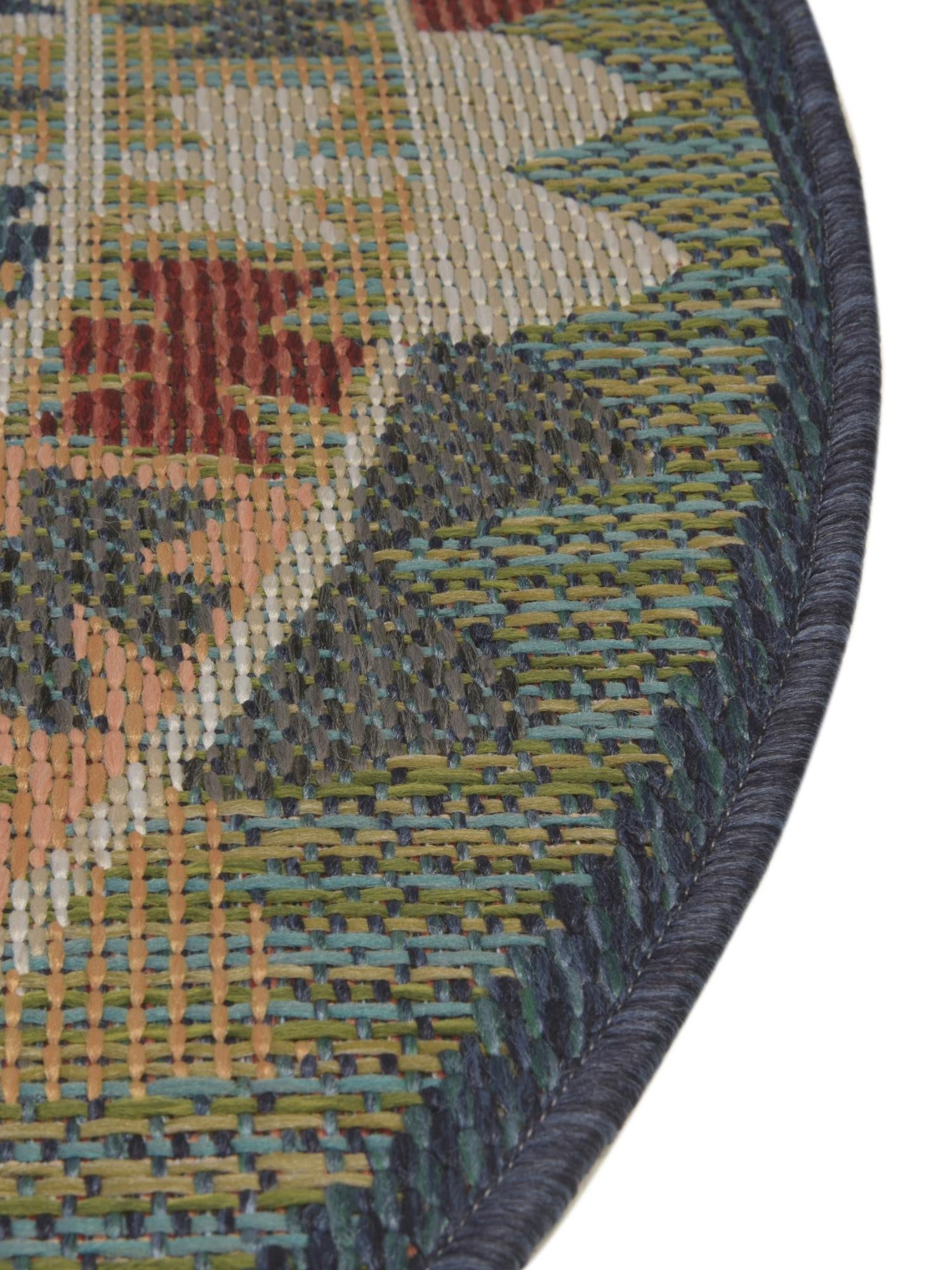 Green 5' 3 x 5' 3 Baja Outdoor Round Area Rug Weather Resistant for Patio, Deck, Terrace, Balcony, Porch 100% Polypropylene Modern Outside Decor for Sale at Rug Engine