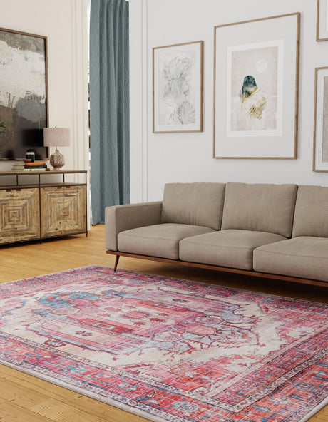 Washable Beige 9' 2 x 12' Maahru Rectangle Area Rug Easy to Clean Stain Resistant & Durable Polyester Chenille Carpet for Living, Dining, Bedrooms, Kitchen for Sale at Rug Engine