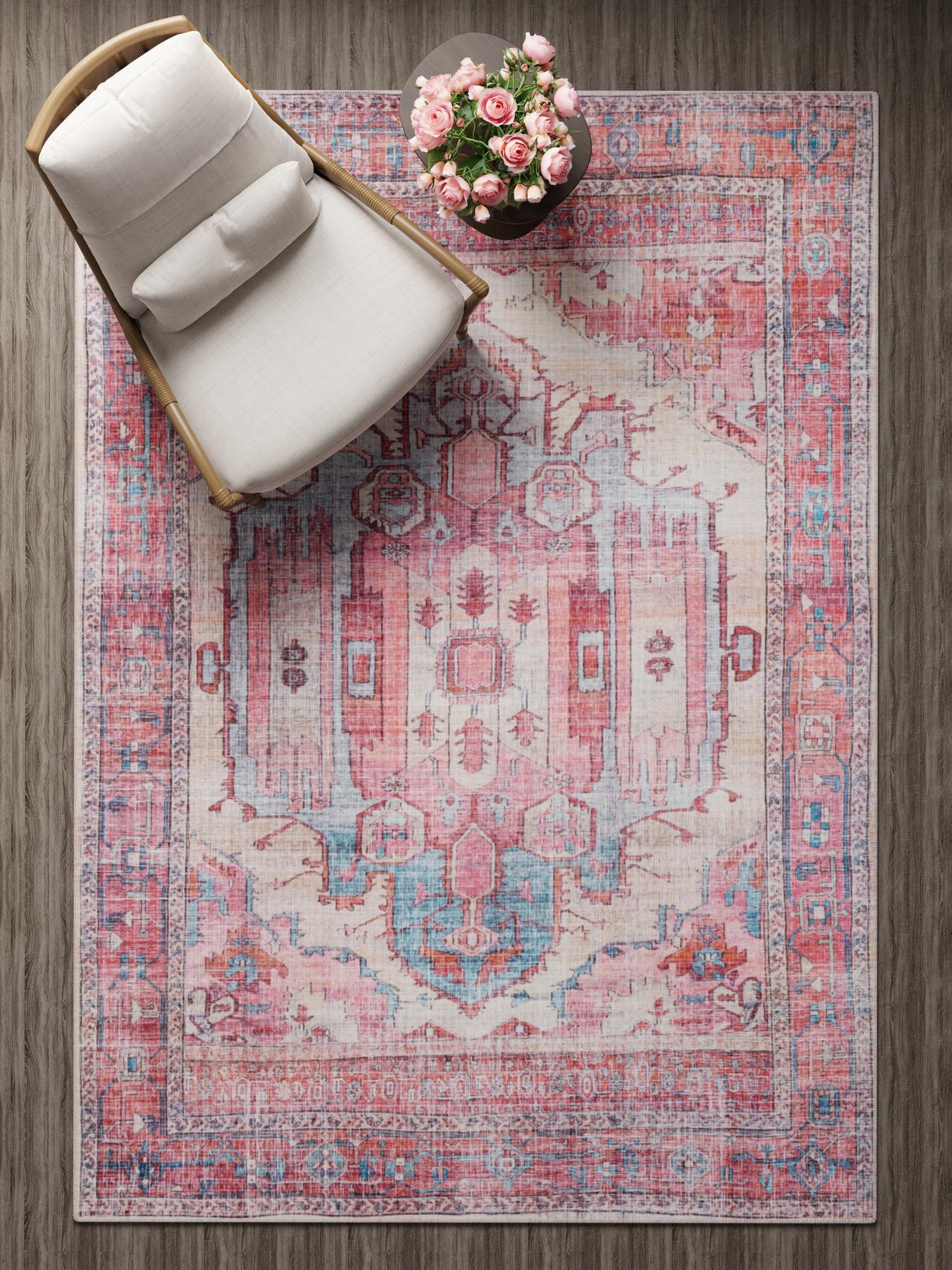 Washable Beige 7' 10 x 10' Maahru Rectangle Area Rug Easy to Clean Stain Resistant & Durable Polyester Chenille Carpet for Living, Dining, Bedrooms, Kitchen for Sale at Rug Engine