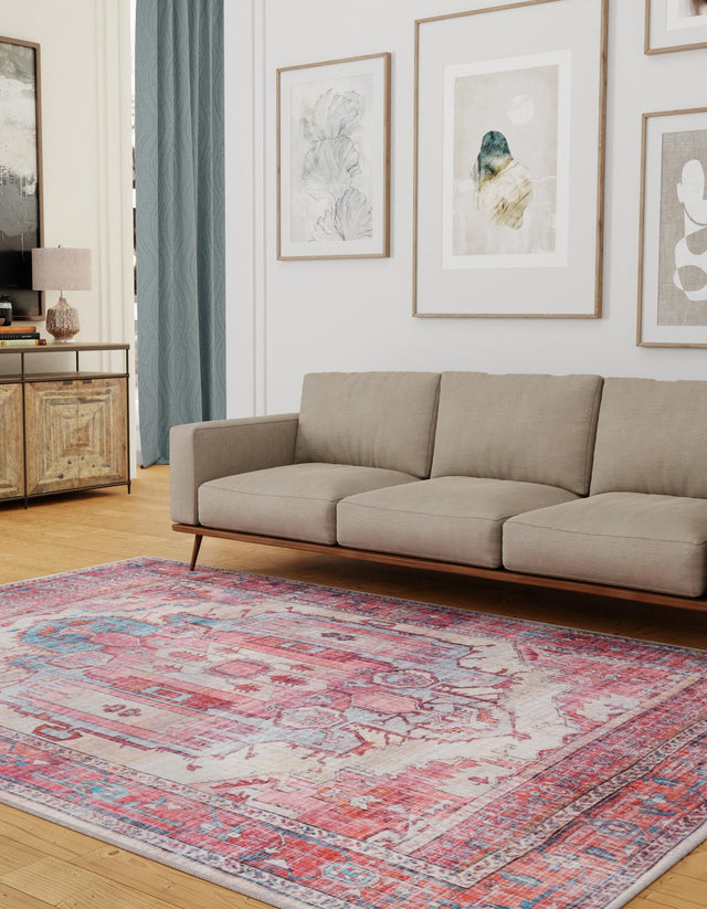 Washable Beige 9' 2 x 12' Maahru Rectangle Area Rug Easy to Clean Stain Resistant & Durable Polyester Chenille Carpet for Living, Dining, Bedrooms, Kitchen for Sale at Rug Engine