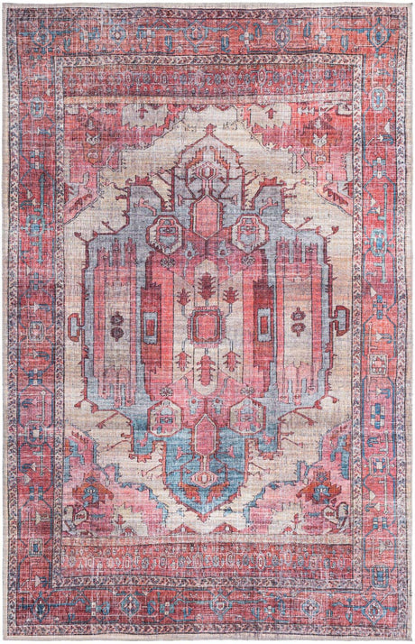 Washable Beige 6' 1 x 9' Maahru Rectangle Area Rug Easy to Clean Stain Resistant & Durable Polyester Chenille Carpet for Living, Dining, Bedrooms, Kitchen for Sale at Rug Engine