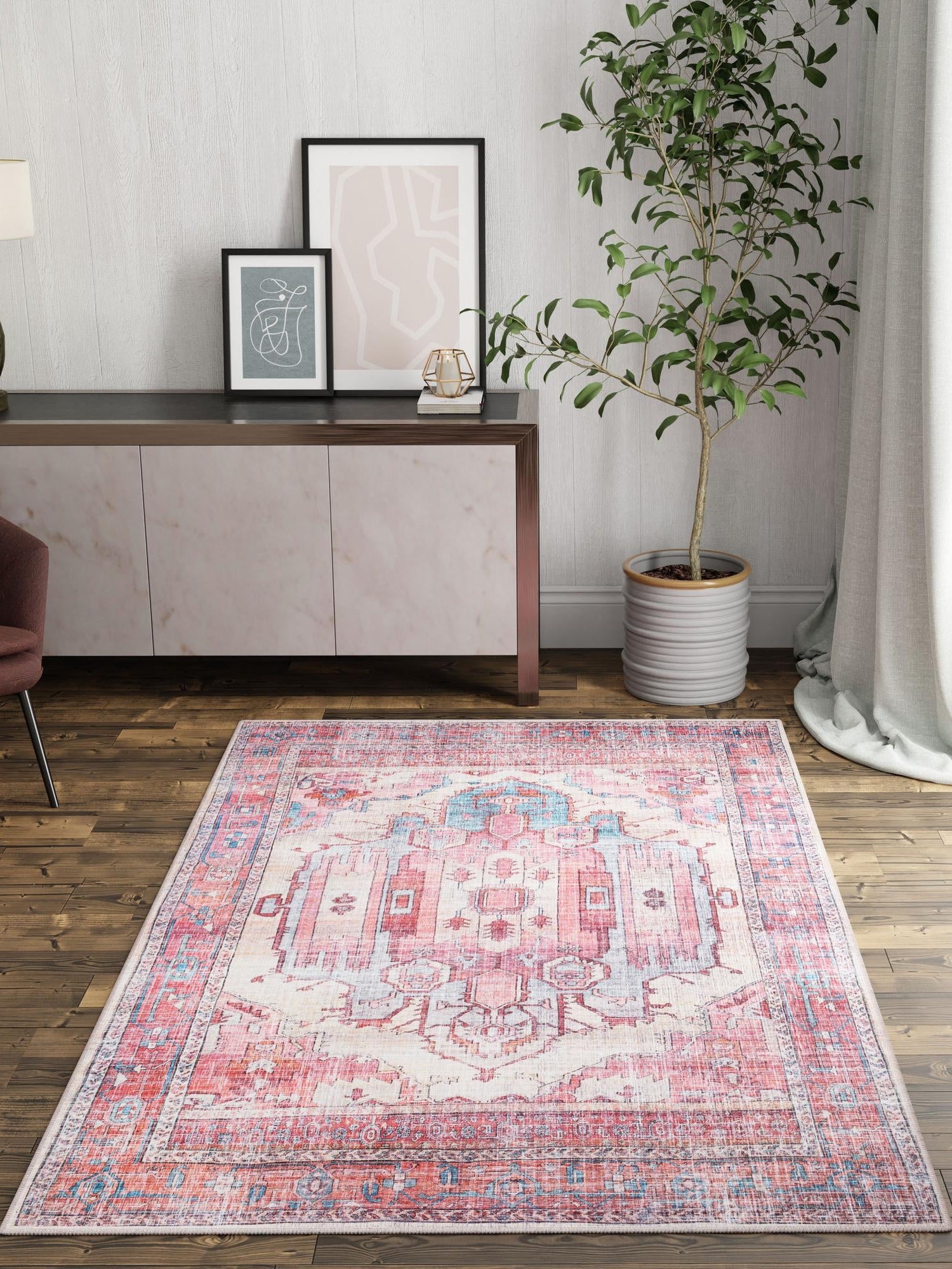 Washable Beige 10' 6 x 13' 1 Maahru Rectangle Area Rug Easy to Clean Stain Resistant & Durable Polyester Chenille Carpet for Living, Dining, Bedrooms, Kitchen for Sale at Rug Engine