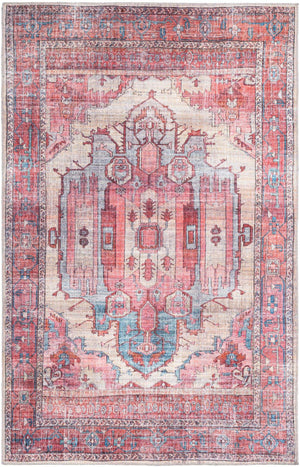 Washable Beige 5' 3 x 8' Maahru Rectangle Area Rug Easy to Clean Stain Resistant & Durable Polyester Chenille Carpet for Living, Dining, Bedrooms, Kitchen for Sale at Rug Engine