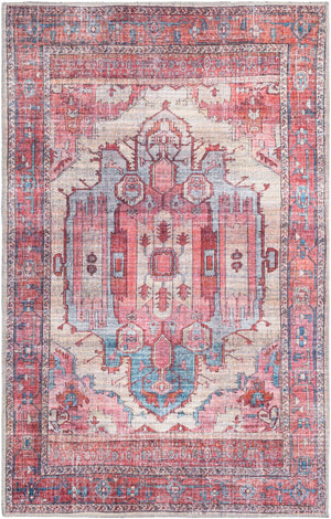 Washable Beige 4' 1 x 6' 1 Maahru Rectangle Area Rug Easy to Clean Stain Resistant & Durable Polyester Chenille Carpet for Living, Dining, Bedrooms, Kitchen for Sale at Rug Engine